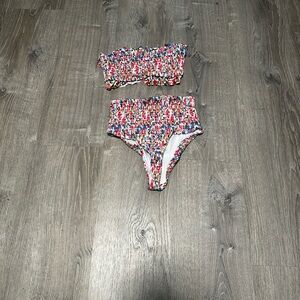 Colorful Ruffled Maternity Bikini Set - M